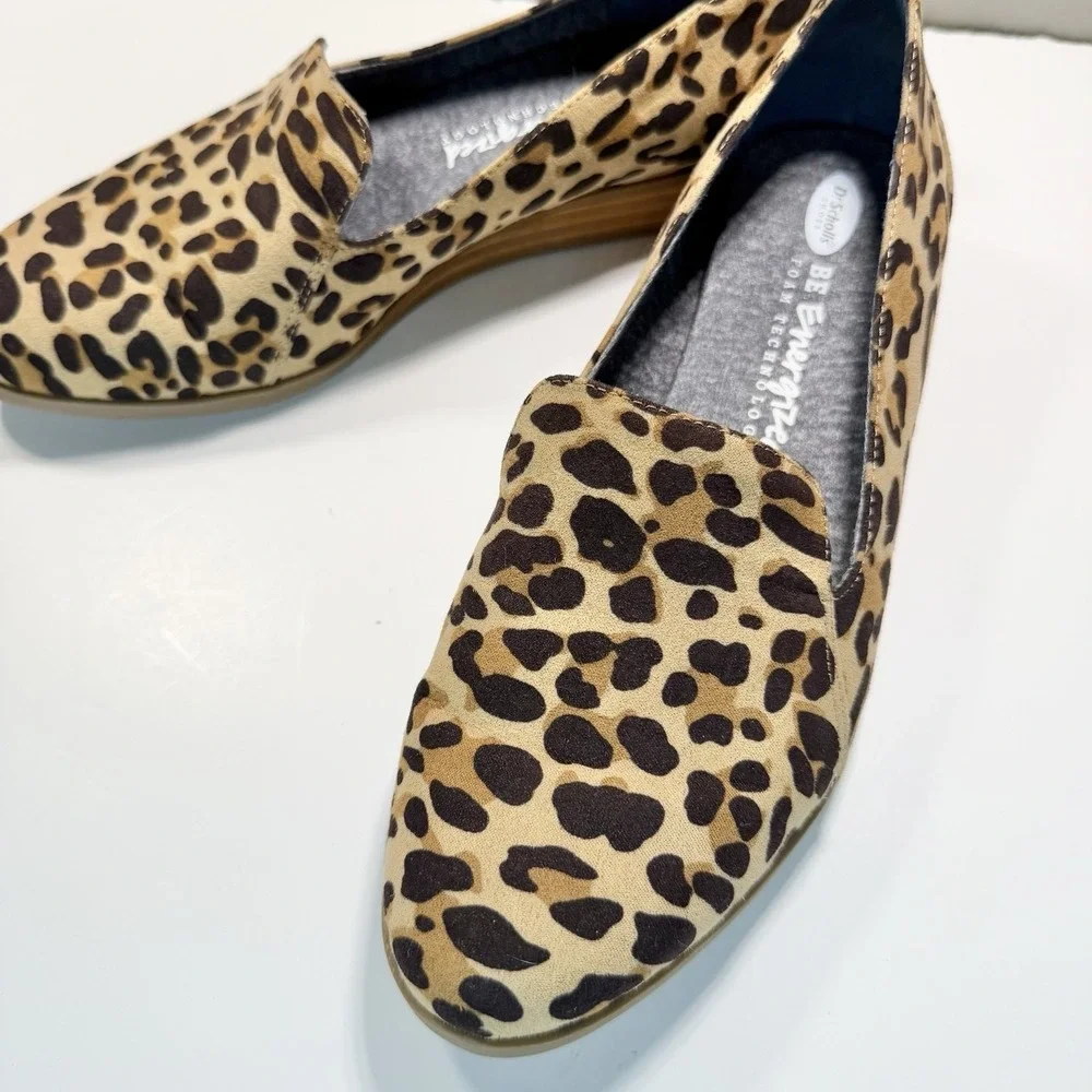 Dr. Scholl's Leopard Print Slip-On Flats in Tan and Black